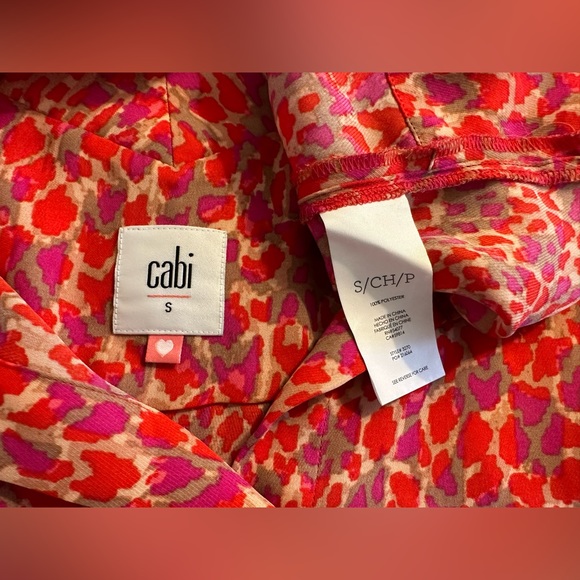 CAbi #3270 Heartbreaker Top Shirt Blouse Red Tan Pink Purple Collared layering - Picture 9 of 10